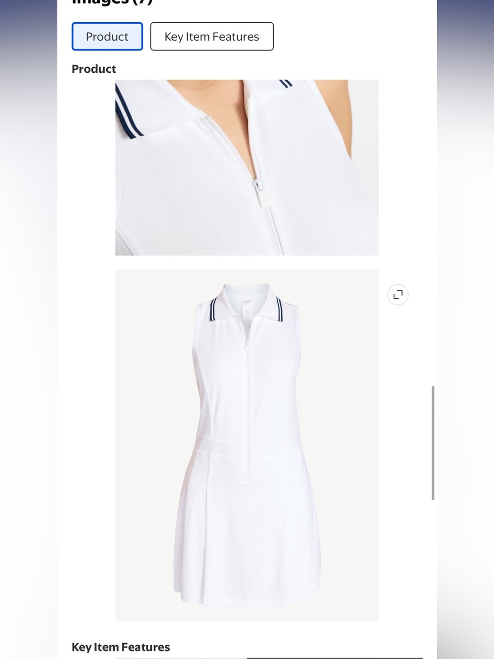 Avia White Sleeveless Zip-Front Golf Dress with Contrast Collar - Picture 3 of 7